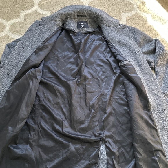 Abercrombie And Fitch Herringbone Wool Top Coat Jacket Men's XL - Picture 8 of 9